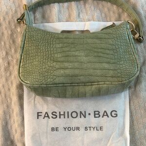 Fashion Bug Olive Crocodile Texture Shoulder Bag